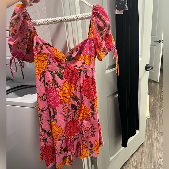 Olivaceous Pink and Orange Floral Mini Dress - Picture 2 of 5